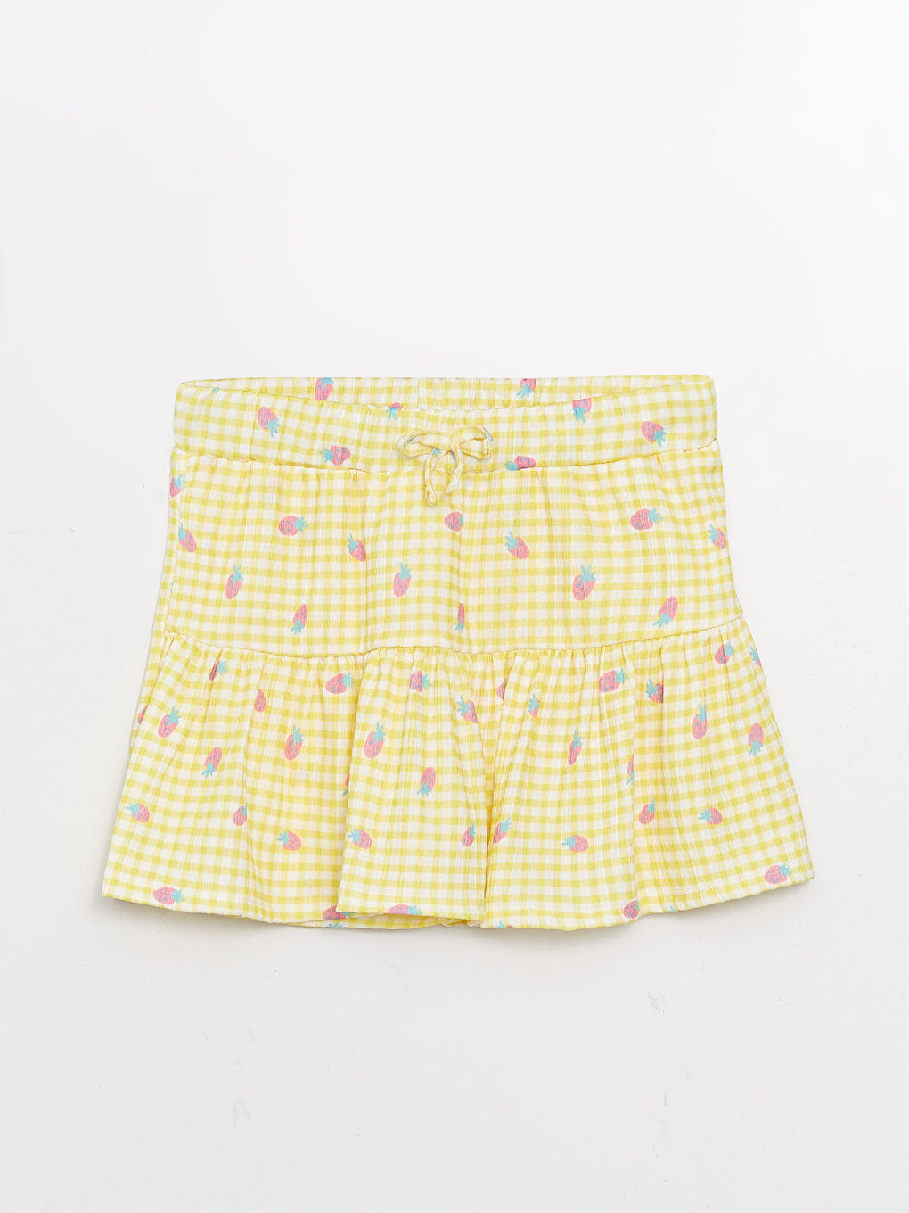 Elastic Waist Patterned Girl Short Skirt