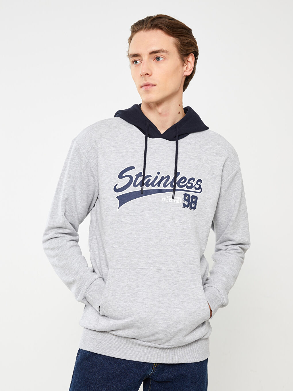 Мужское худи с длинным рукавом и принтом