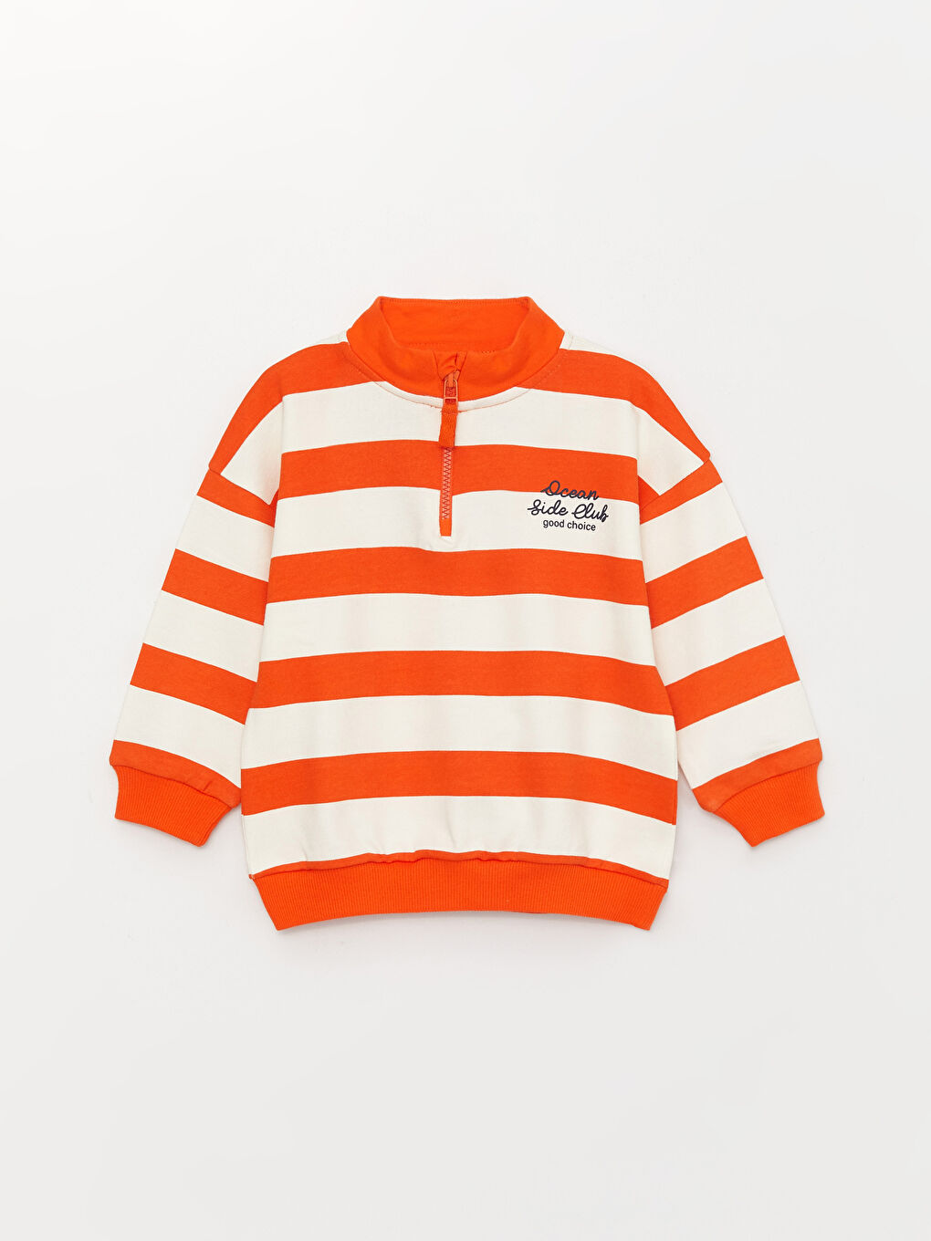 Hanorac Bebeluși Băieți Vărgat cu Mânecă Lungă și Guler Tip Pâlnie-3