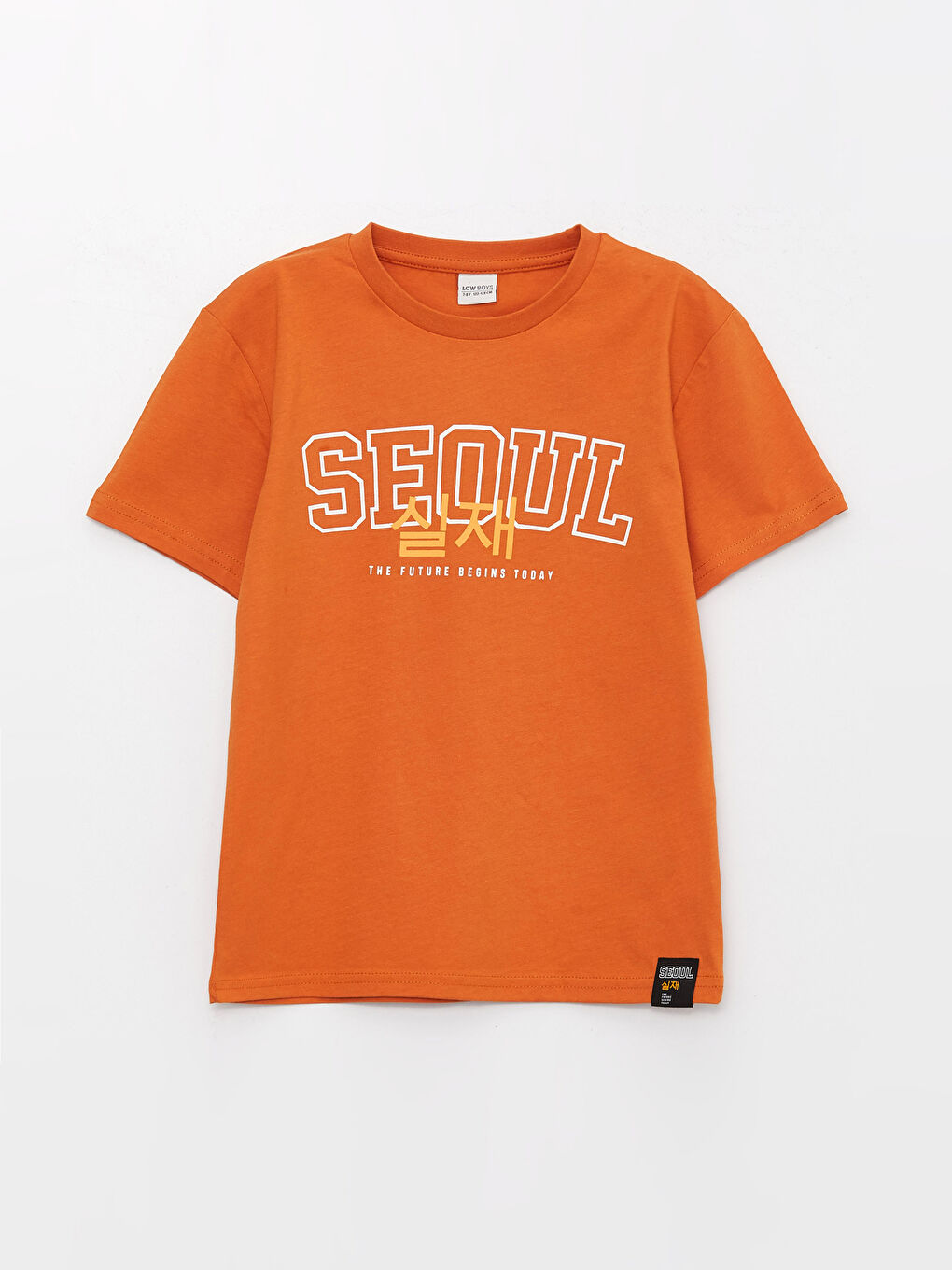 Tricou pentru Băieți cu Guler Rotund Imprimat și Mânecă Scurtă