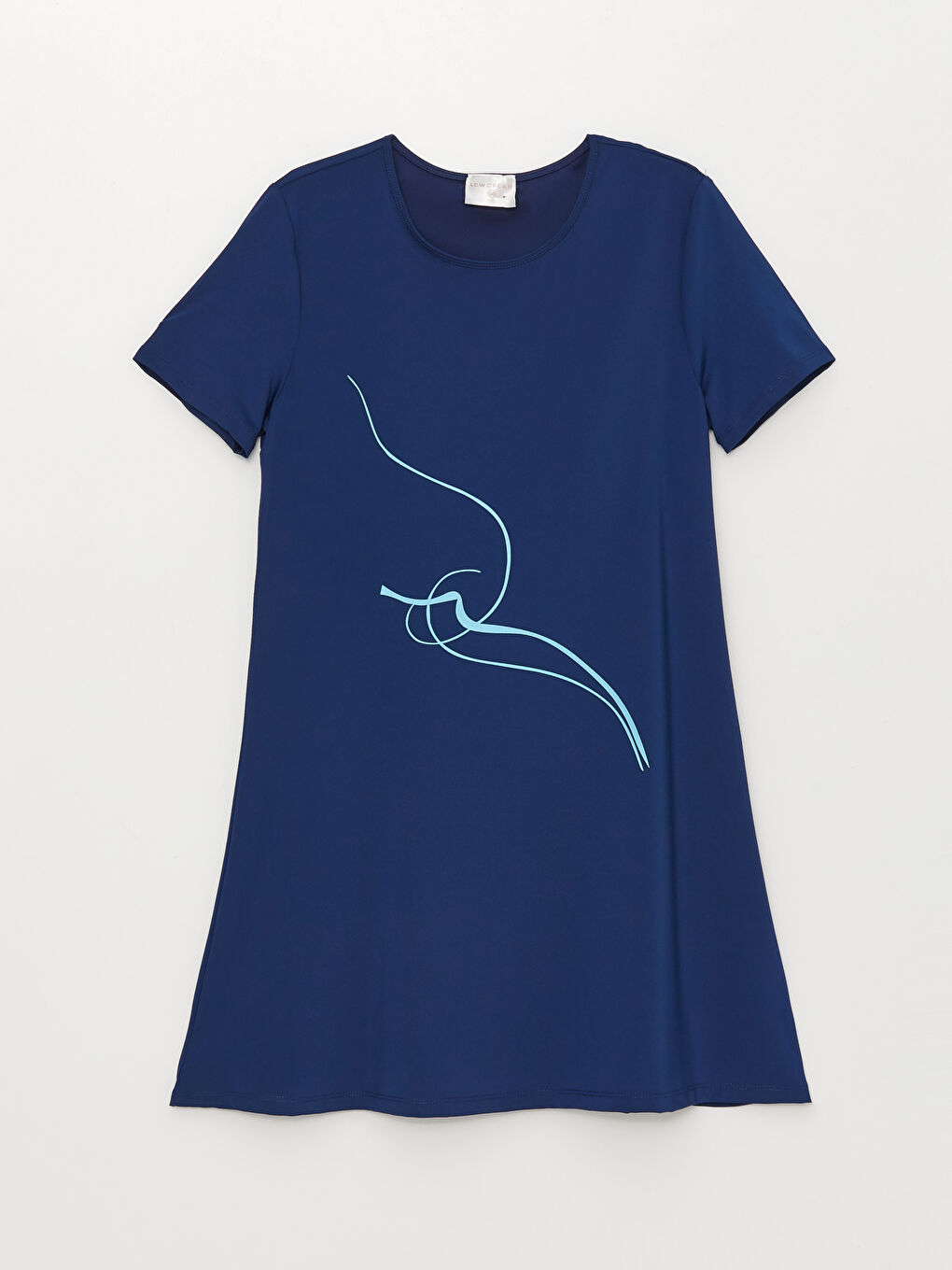 طقم ملابس سباحة محتشمة نسائية بياقة دائرية وكم قصير مطبوع-6