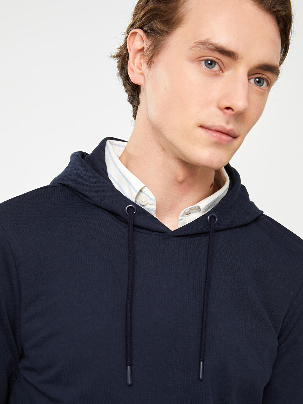 Lacivert Uzun Kollu Erkek Hoodie-2