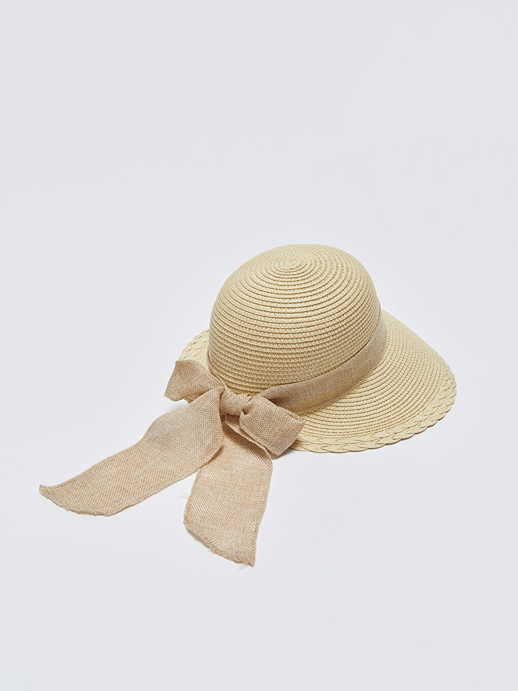 Bej Biyeli Kadın Hasır Fötr Şapka-3