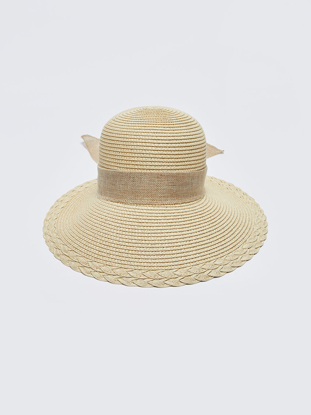 Bej Biyeli Kadın Hasır Fötr Şapka-4