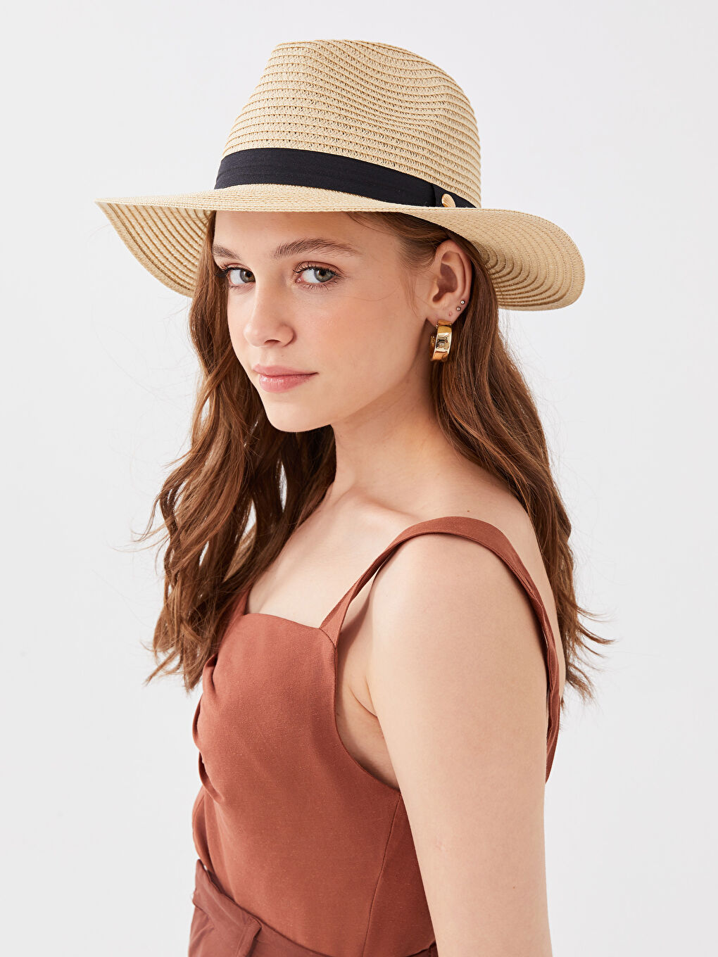 Women's Straw Felt Fedora Hat -S3AV70Z8-CR8