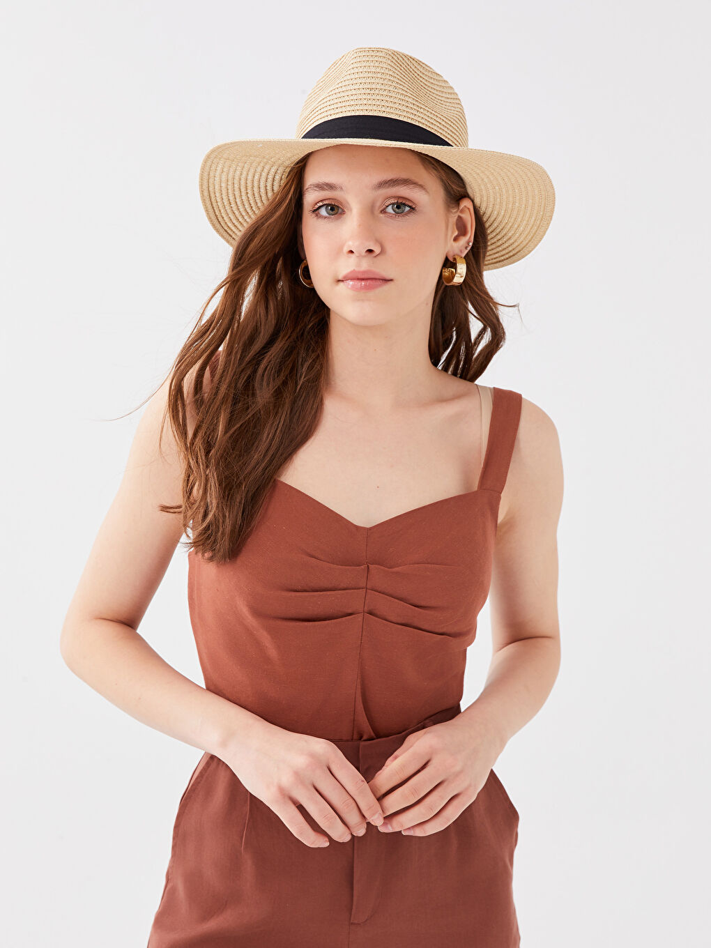 Women's Straw Felt Fedora Hat -S3AV70Z8-CR8