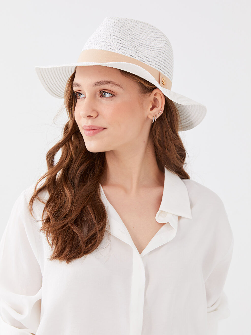 Women's Straw Felt Fedora Hat-1