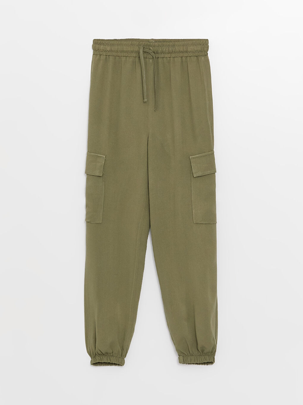 Haki Beli Lastikli Kız Çocuk Jogger Pantolon