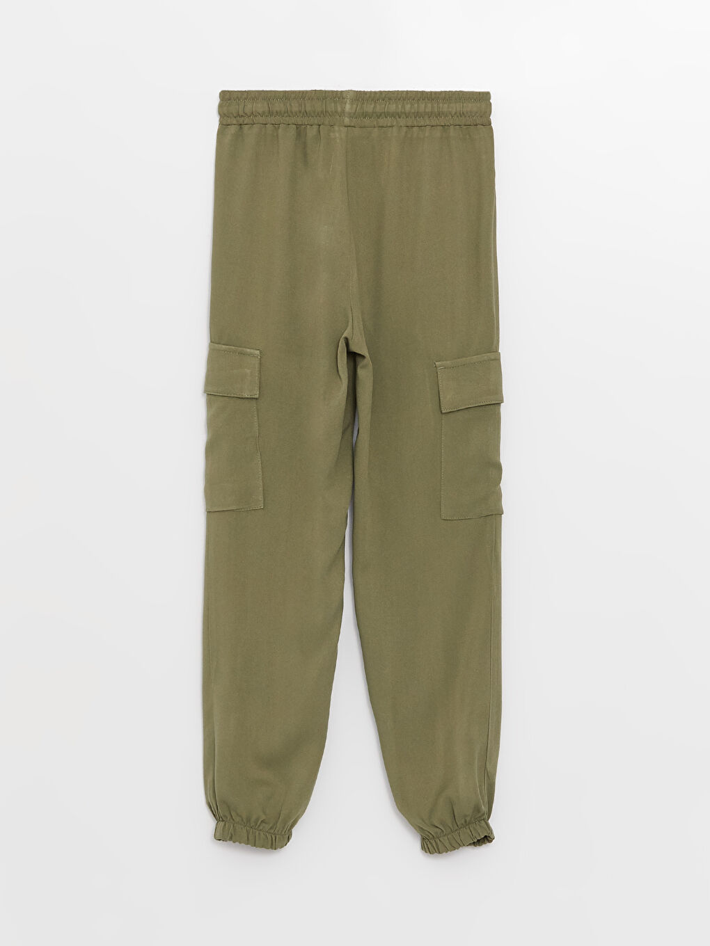 Haki Beli Lastikli Kız Çocuk Jogger Pantolon-1