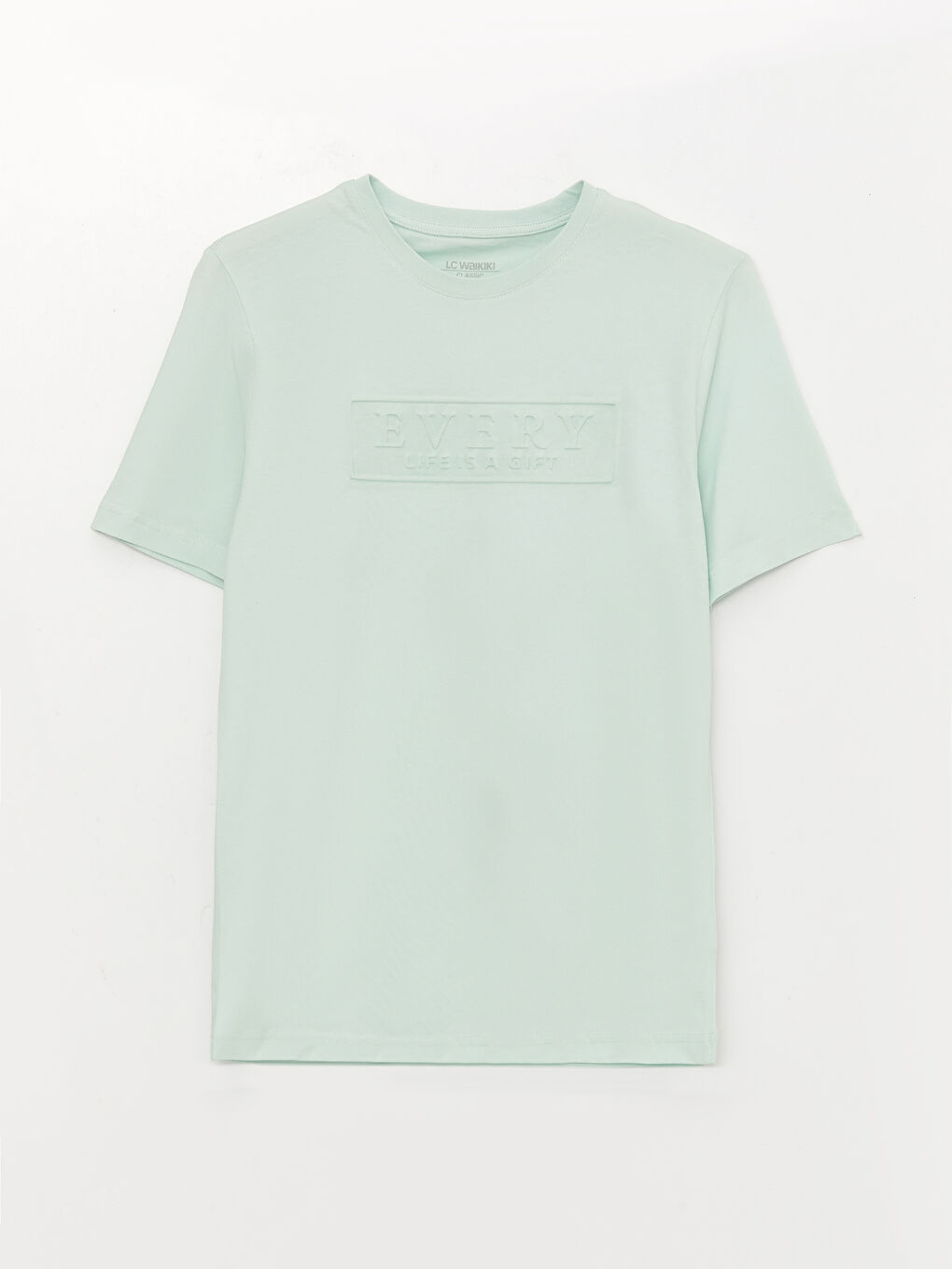 Yeşil Bisiklet Yaka Penye Erkek Tişört-5