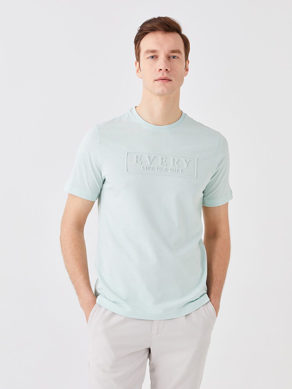 Yeşil Bisiklet Yaka Penye Erkek Tişört