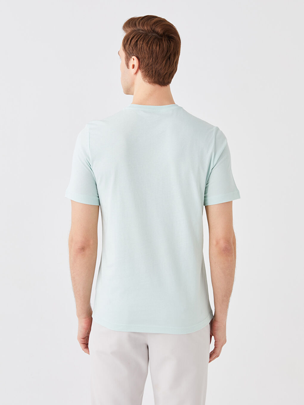 Yeşil Bisiklet Yaka Penye Erkek Tişört-4