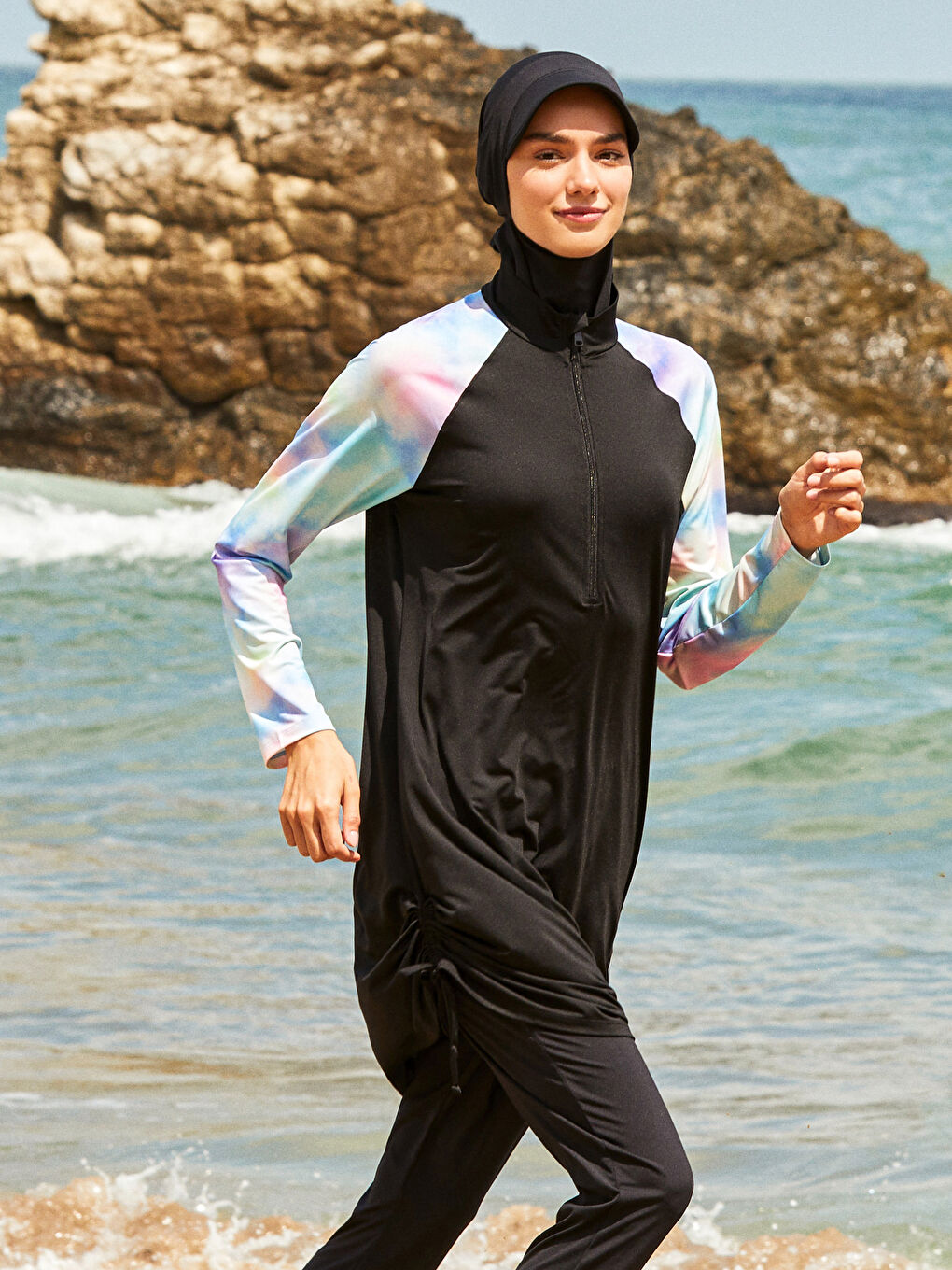 قبعة سباحة محجبة أسود امرأة -S3AV88Z8-CVL