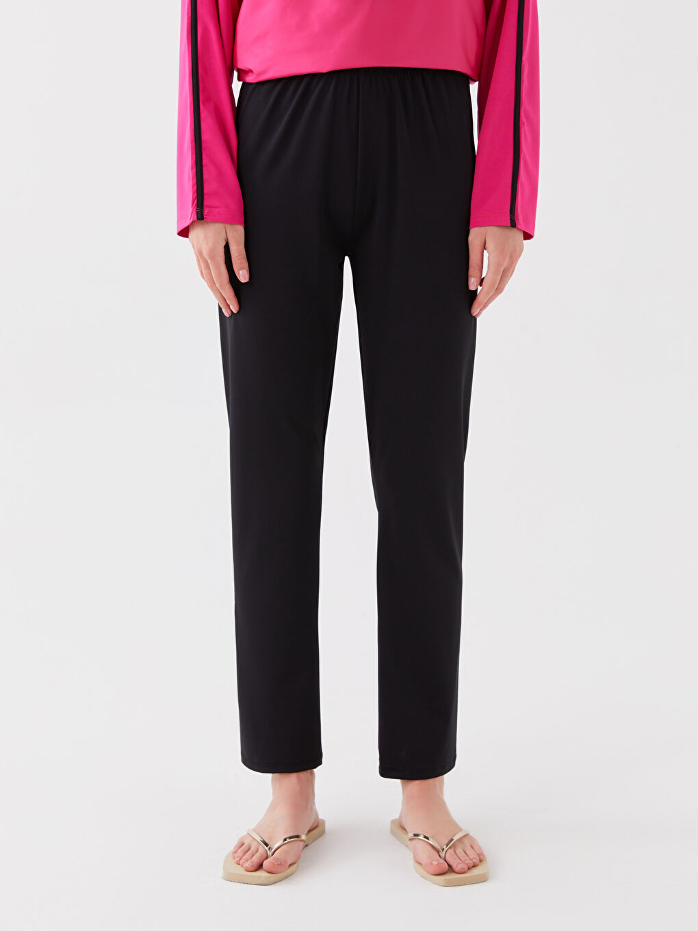 Siyah Kadın Beli Lastikli Düz Tesettür Mayo Altı-3