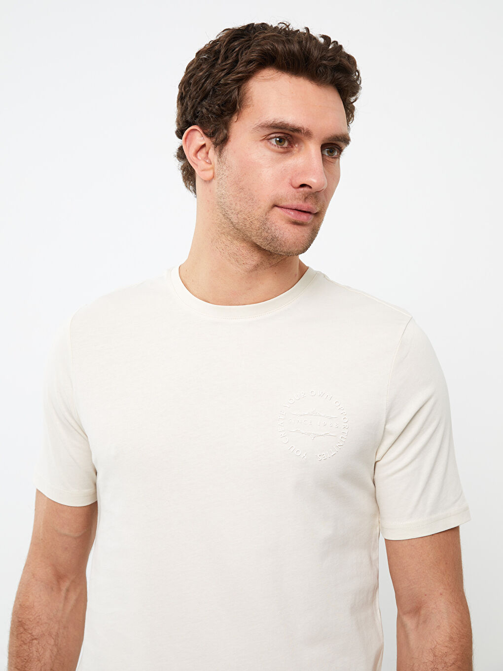 Crew Neck Short Sleeve Printed Combed Cotton Men's T-shirt-1