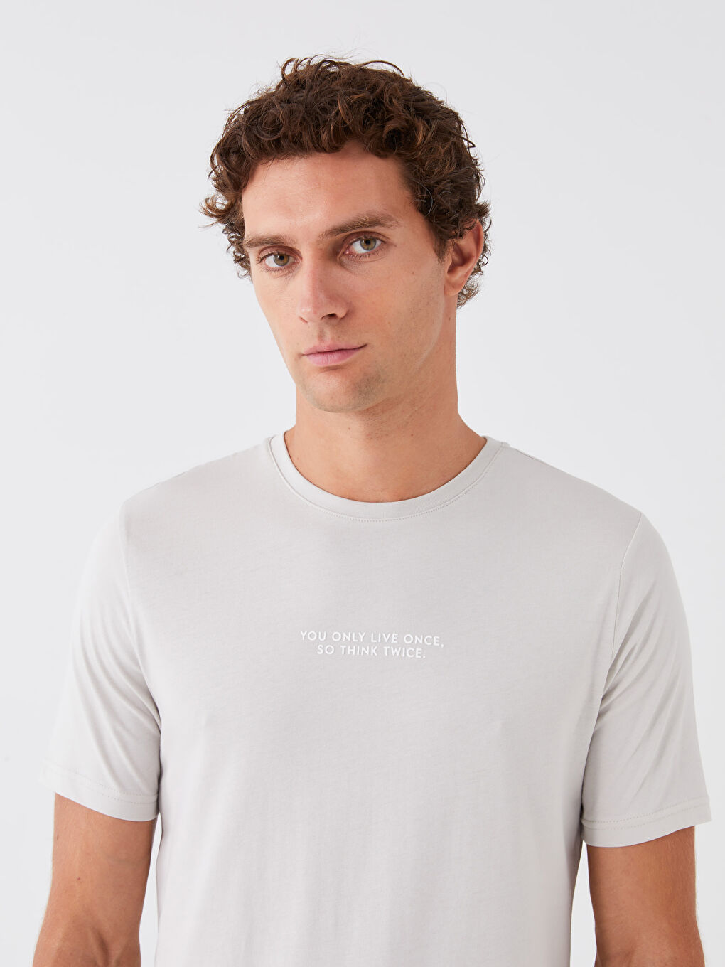 Tricou pentru Bărbați cu Guler Rotund, Mânecă Scurtă, Imprimat, din Bumbac Pieptănat