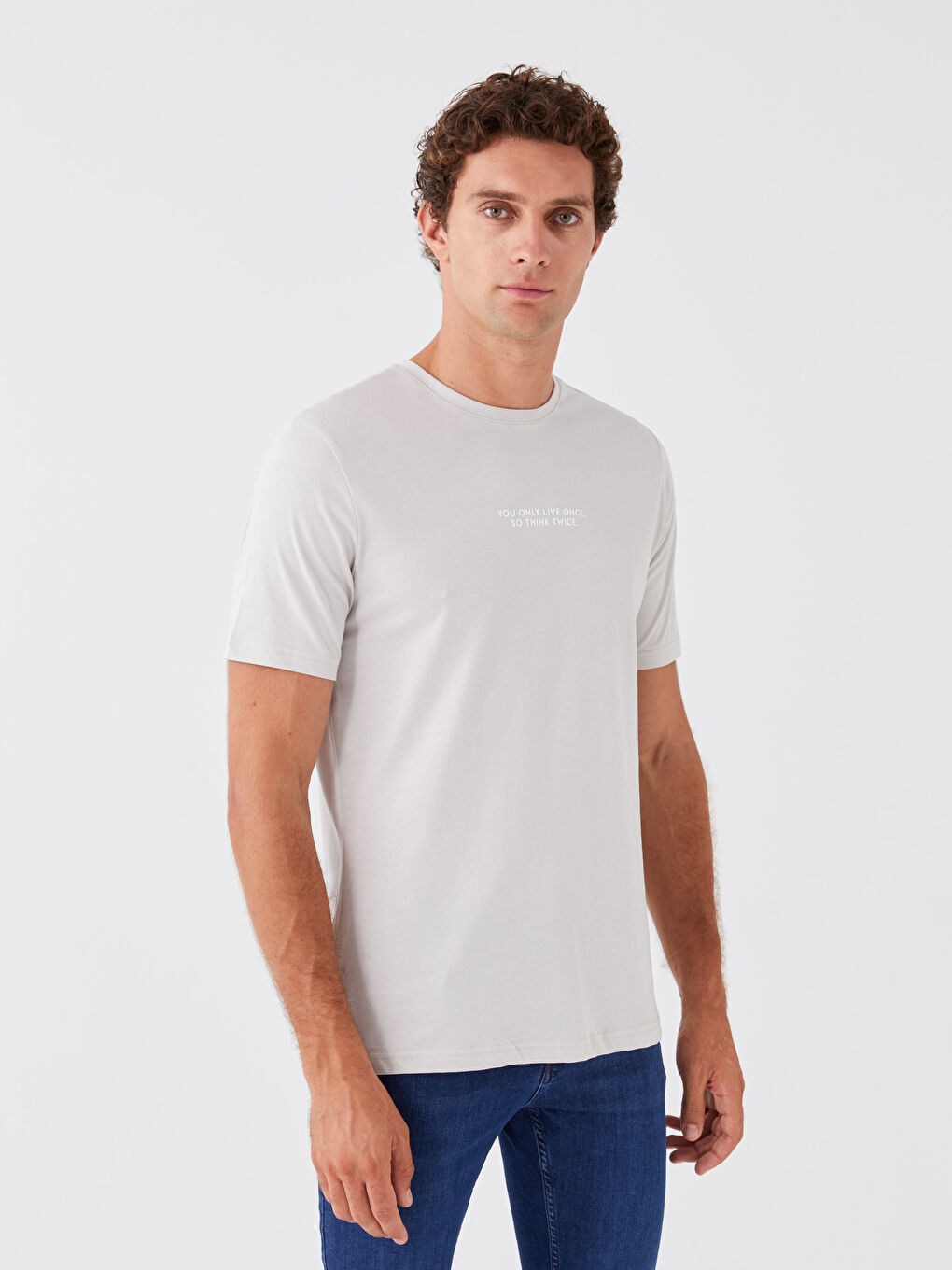 Tricou pentru Bărbați cu Guler Rotund, Mânecă Scurtă, Imprimat, din Bumbac Pieptănat-1