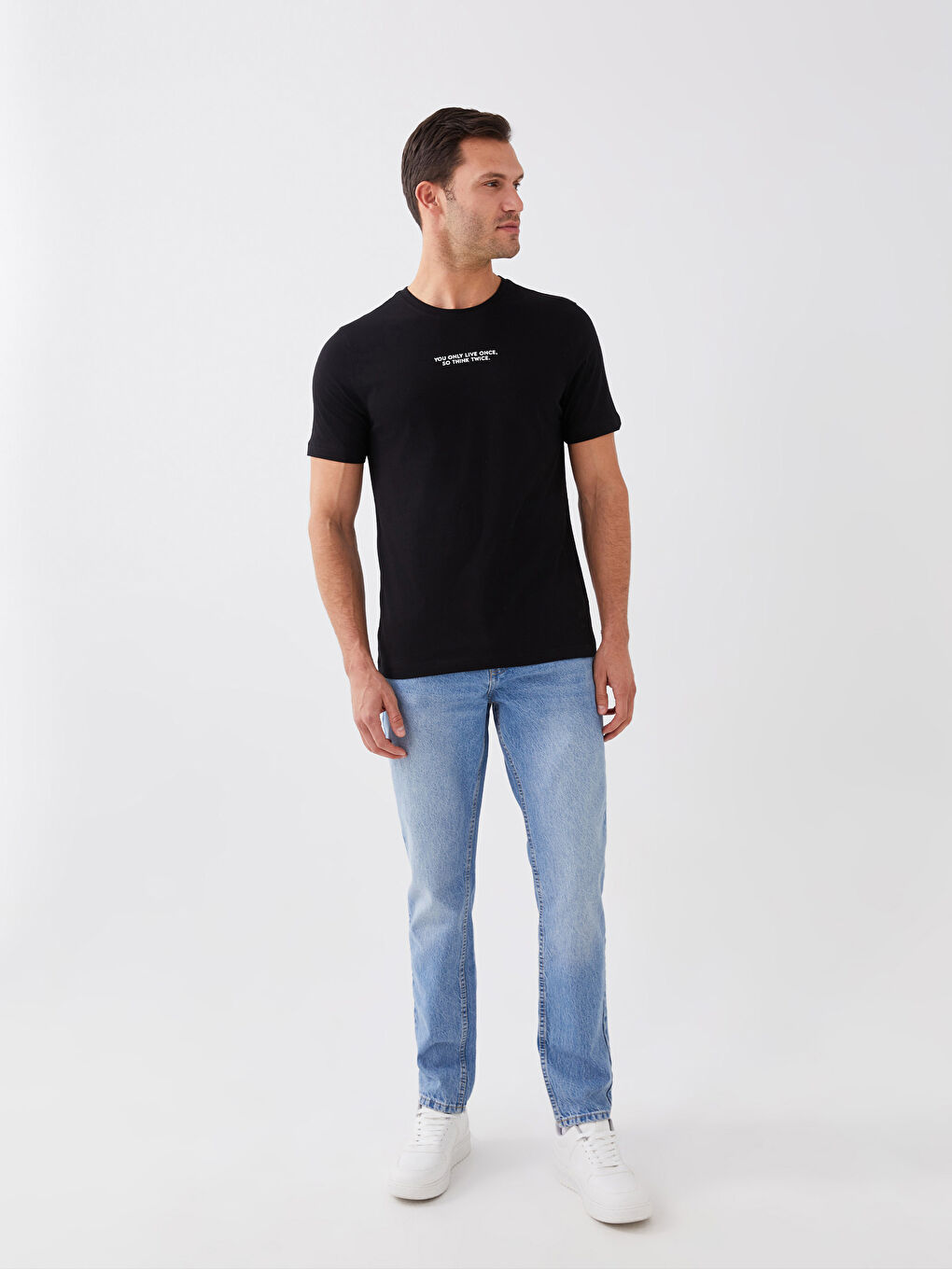 تيشيرت رجالي ياقة دائرية كم قصير مطبوع قطن ممشط-2