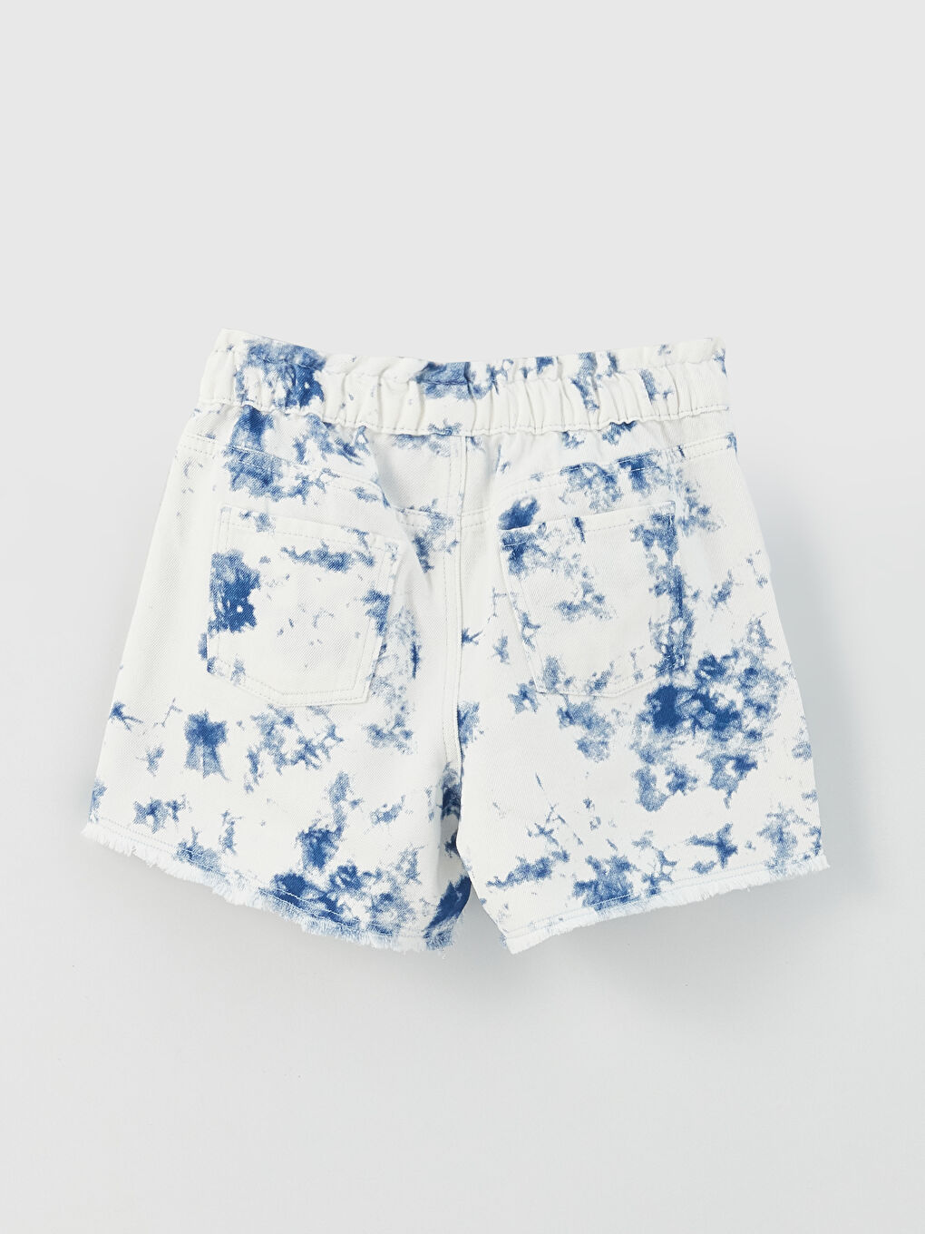 Karışık Beli Lastikli Batik Desenli Kız Çocuk Jean Şort-1