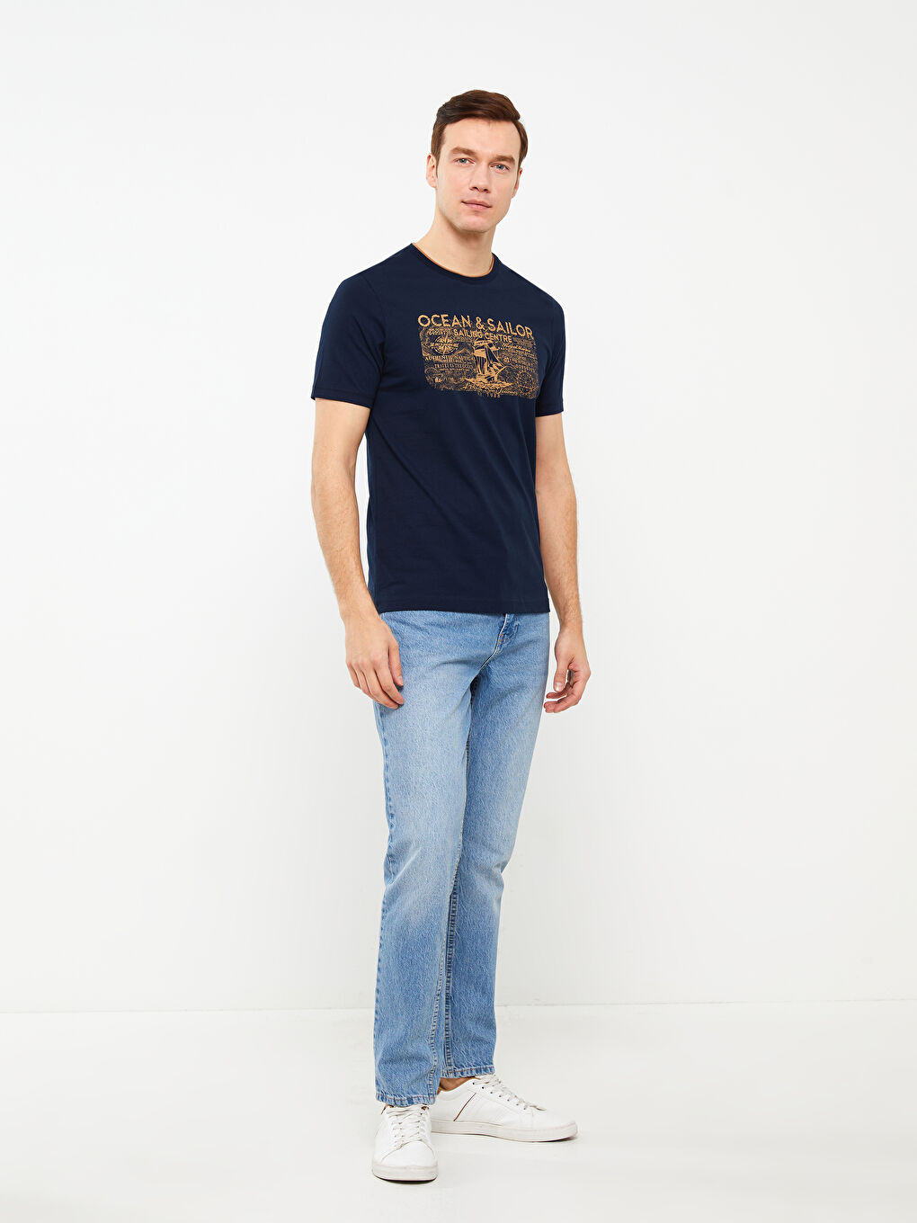 T-shirt en Jersey à Motifs à Manches Courtes et Col Rond pour Hommes-2