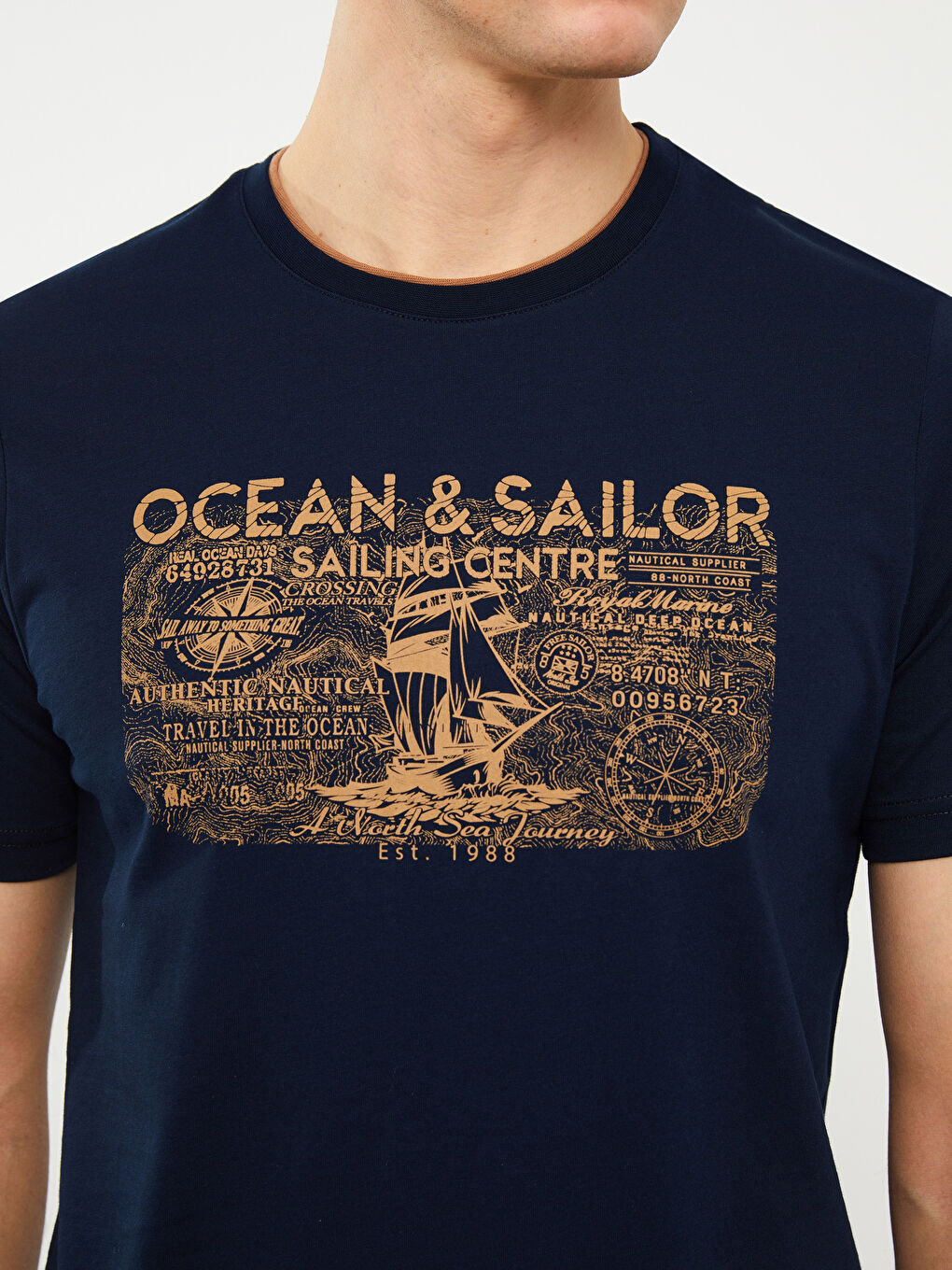 T-shirt en Jersey à Motifs à Manches Courtes et Col Rond pour Hommes-3