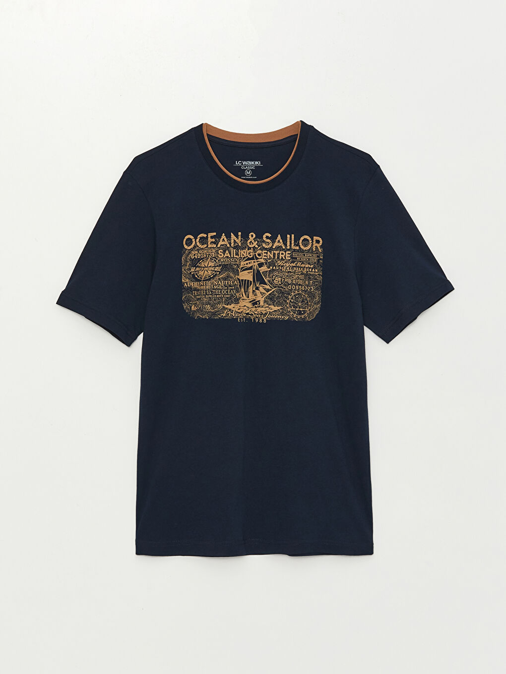 T-shirt en Jersey à Motifs à Manches Courtes et Col Rond pour Hommes-5