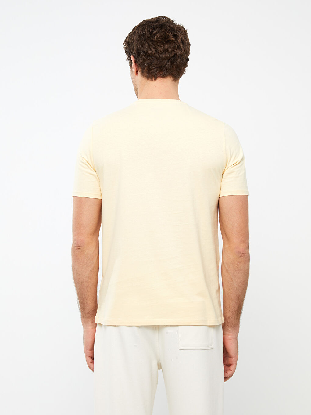 Sarı Bisiklet Yaka Kısa Kollu Baskılı Penye Erkek Tişört-4