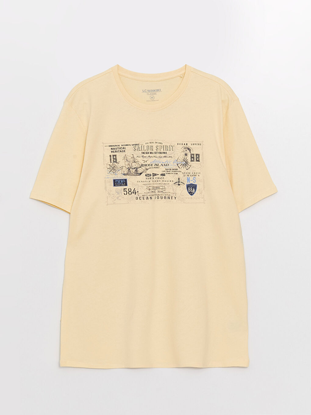 Sarı Bisiklet Yaka Kısa Kollu Baskılı Penye Erkek Tişört-5