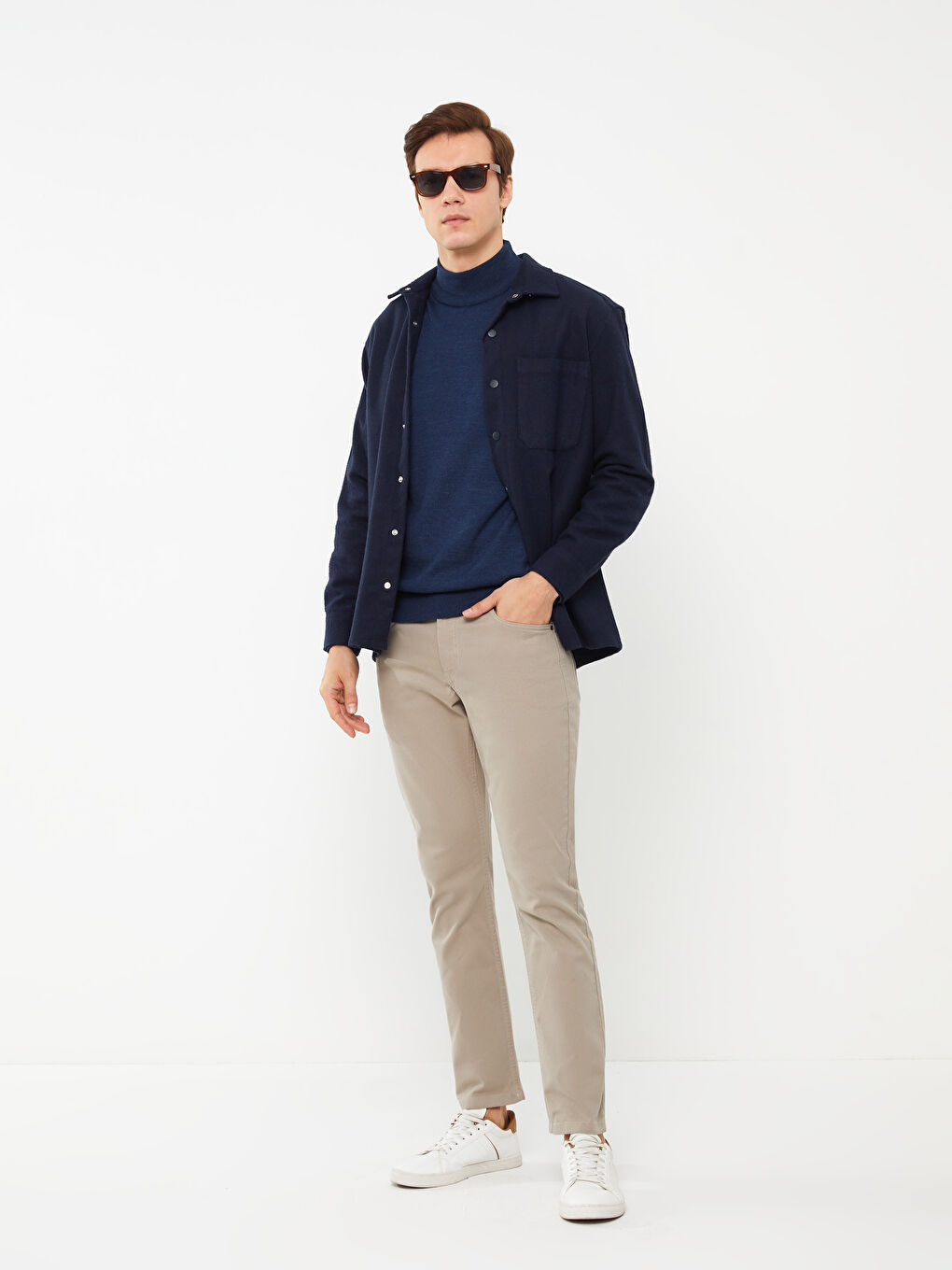 Bej Slim Fit Erkek Pantolon-1