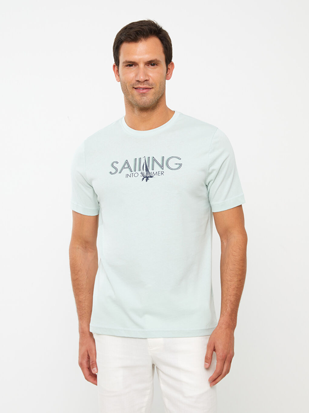 Crew Neck Short Sleeve Printed Combed Cotton Men's T-shirt-1