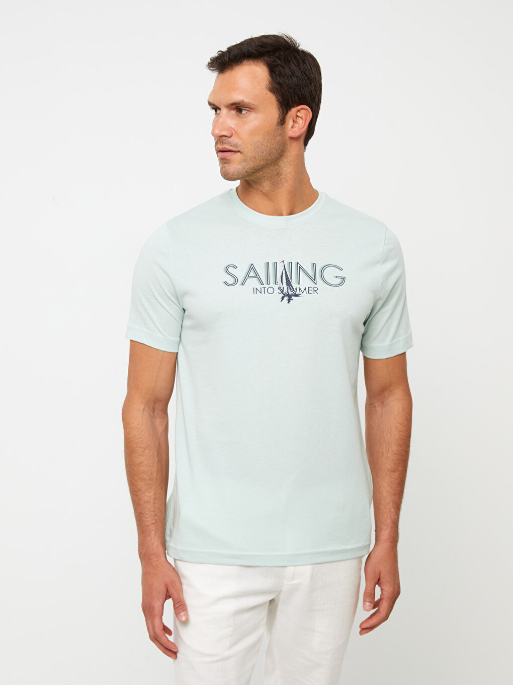 Crew Neck Short Sleeve Printed Combed Cotton Men's T-shirt-2