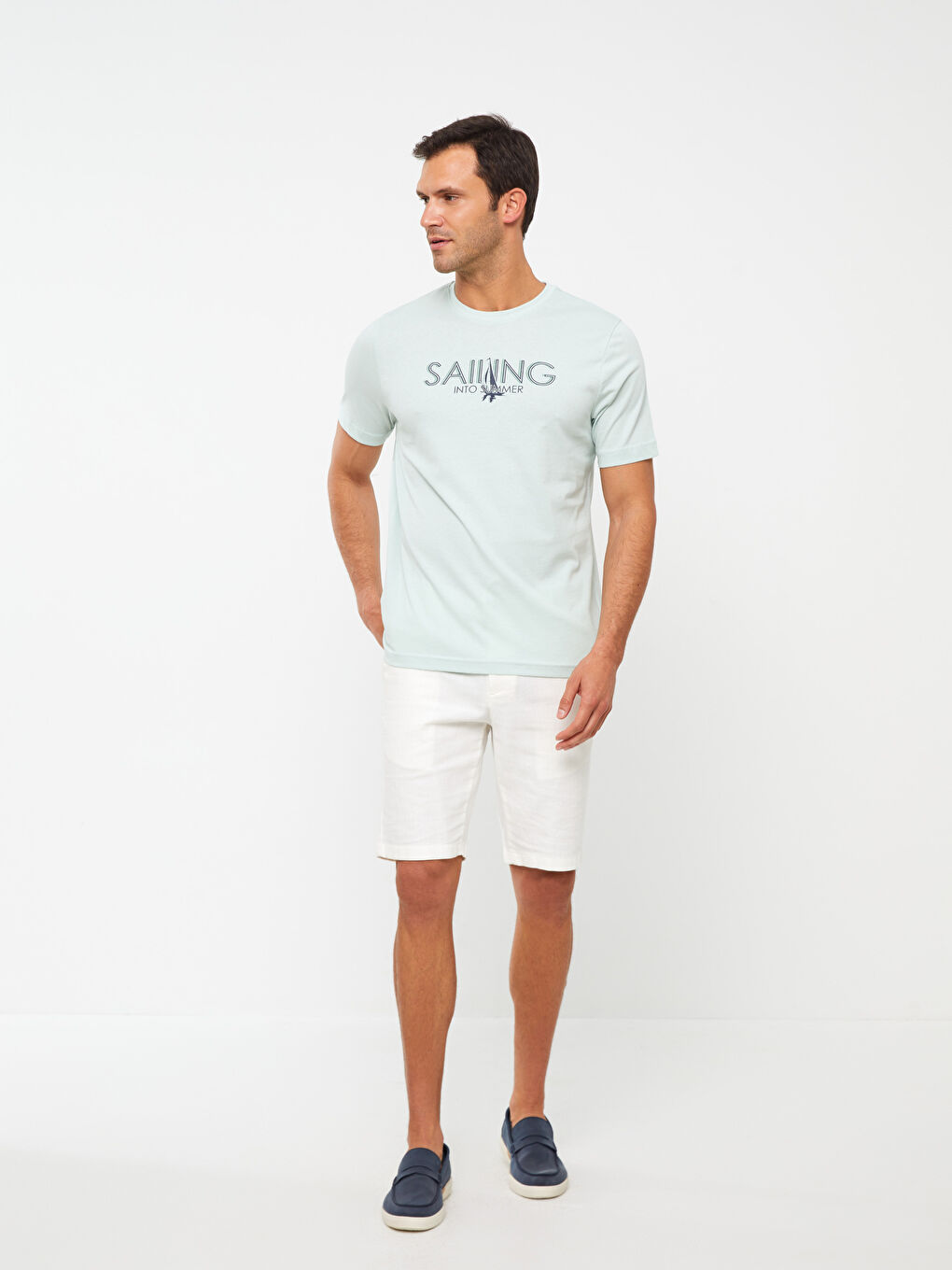 Crew Neck Short Sleeve Printed Combed Cotton Men's T-shirt-3