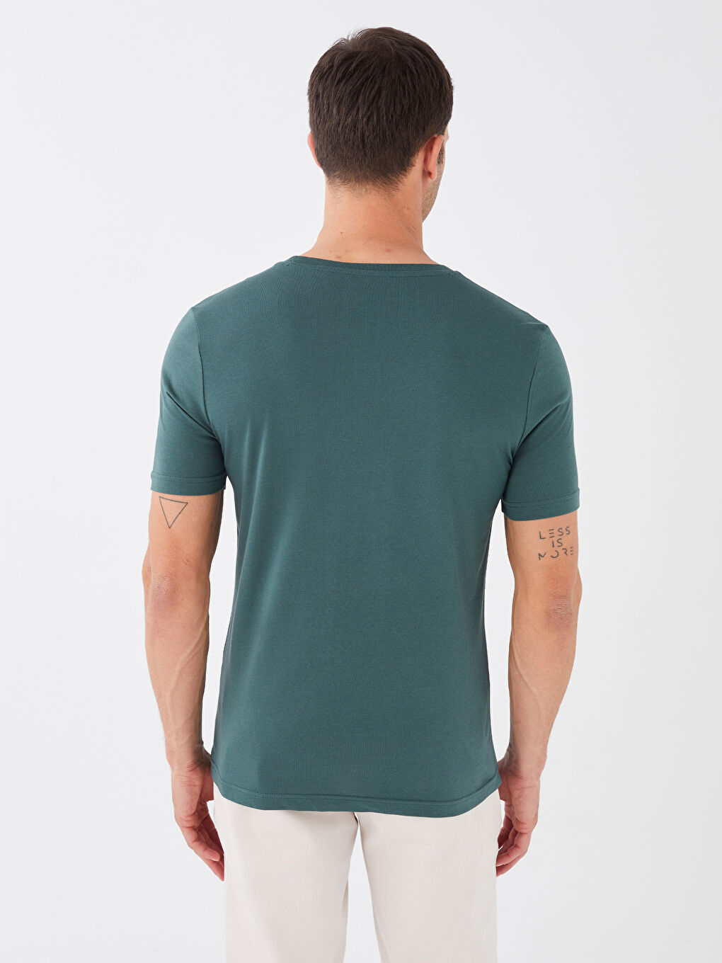 Yeşil Bisiklet Yaka Kısa Kollu Baskılı Penye Erkek Tişört-4