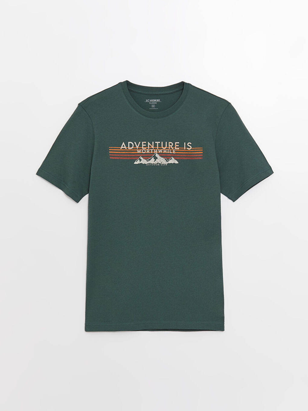 Yeşil Bisiklet Yaka Kısa Kollu Baskılı Penye Erkek Tişört-5