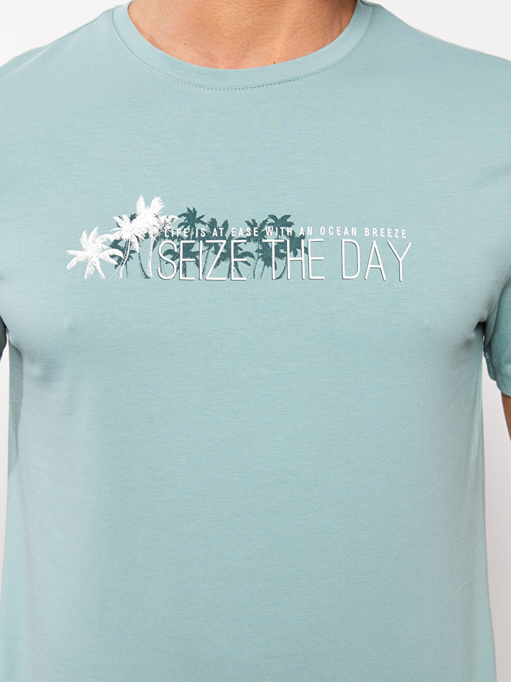 تيشيرت رجالي ياقة دائرية كم قصير مطبوع قطن ممشط-3