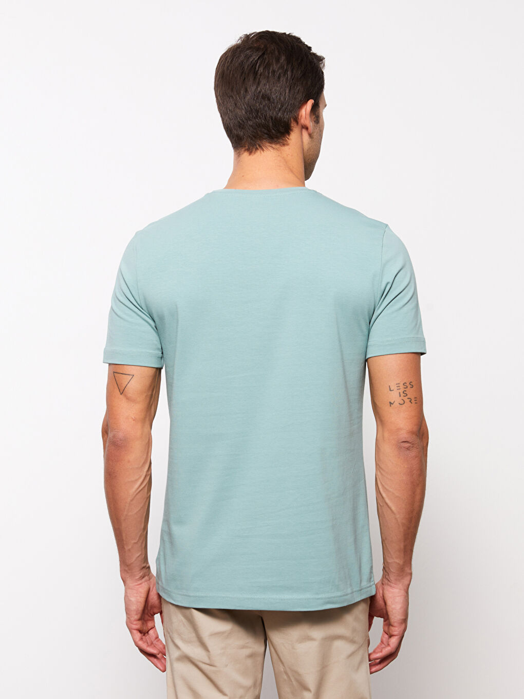 تيشيرت رجالي ياقة دائرية كم قصير مطبوع قطن ممشط-4