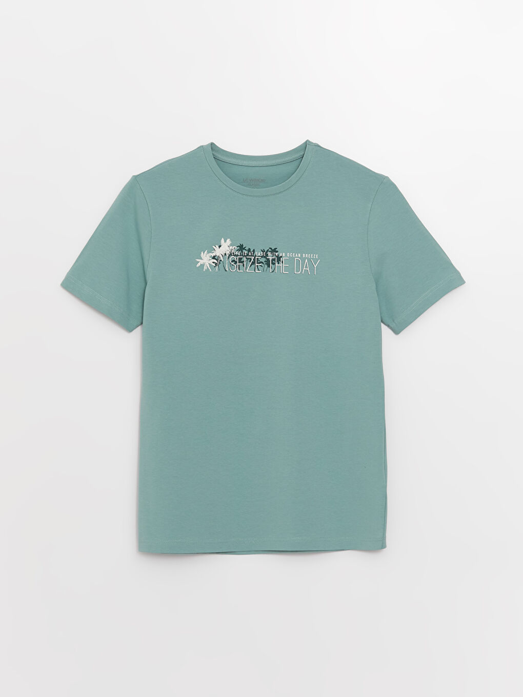 تيشيرت رجالي ياقة دائرية كم قصير مطبوع قطن ممشط-5