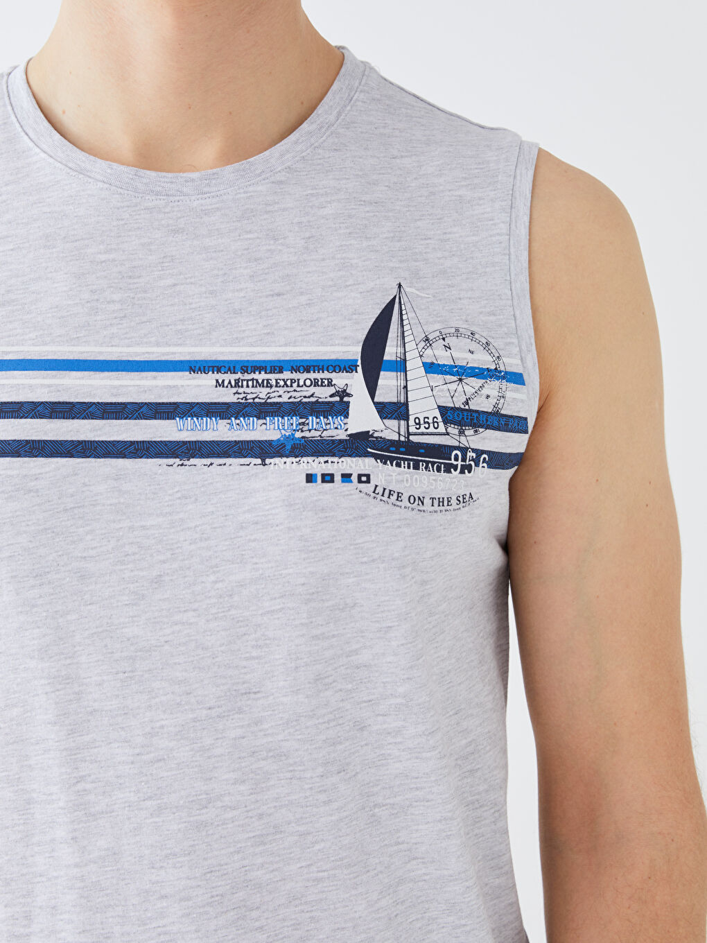 Crew Neck Printed Men's Sleeveless T-Shirt-3