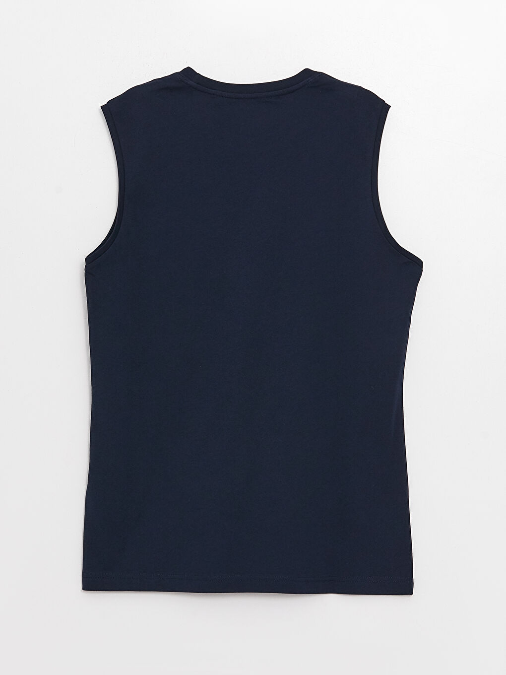 Lacivert Bisiklet Yaka Baskılı Erkek Kolsuz Tişört-6