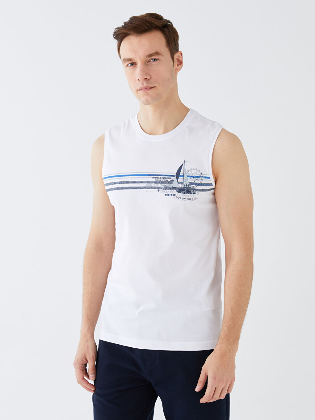 Crew Neck Printed Men's Sleeveless T-Shirt