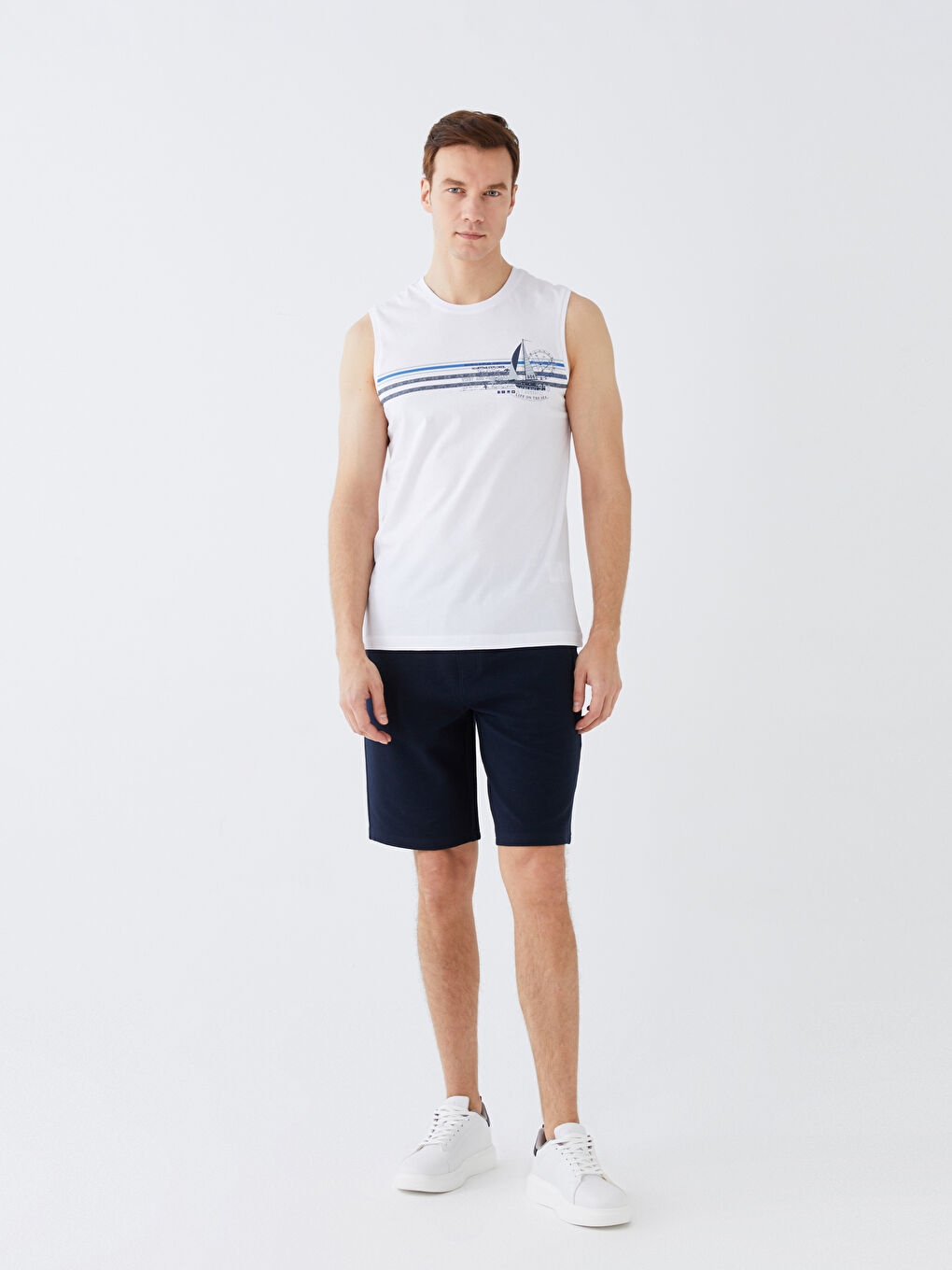 Crew Neck Printed Men's Sleeveless T-Shirt-1