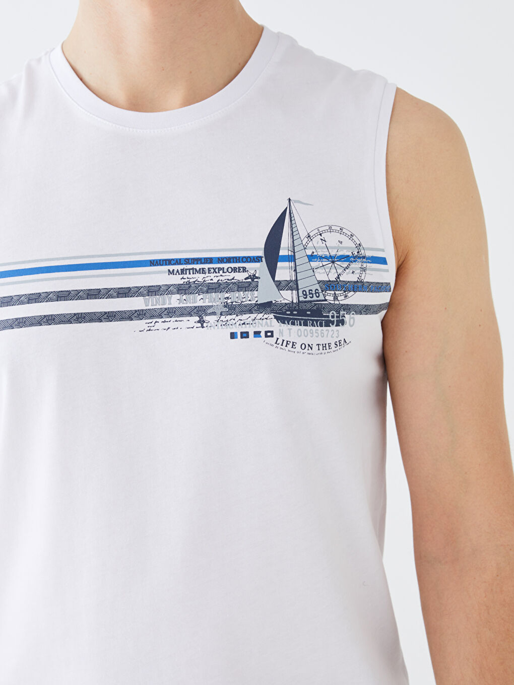 Crew Neck Printed Men's Sleeveless T-Shirt-3