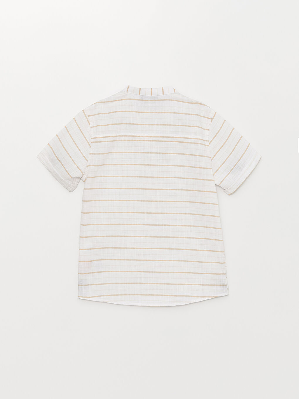 Grandad Collar Striped Short Sleeve Boys' Shirt-1
