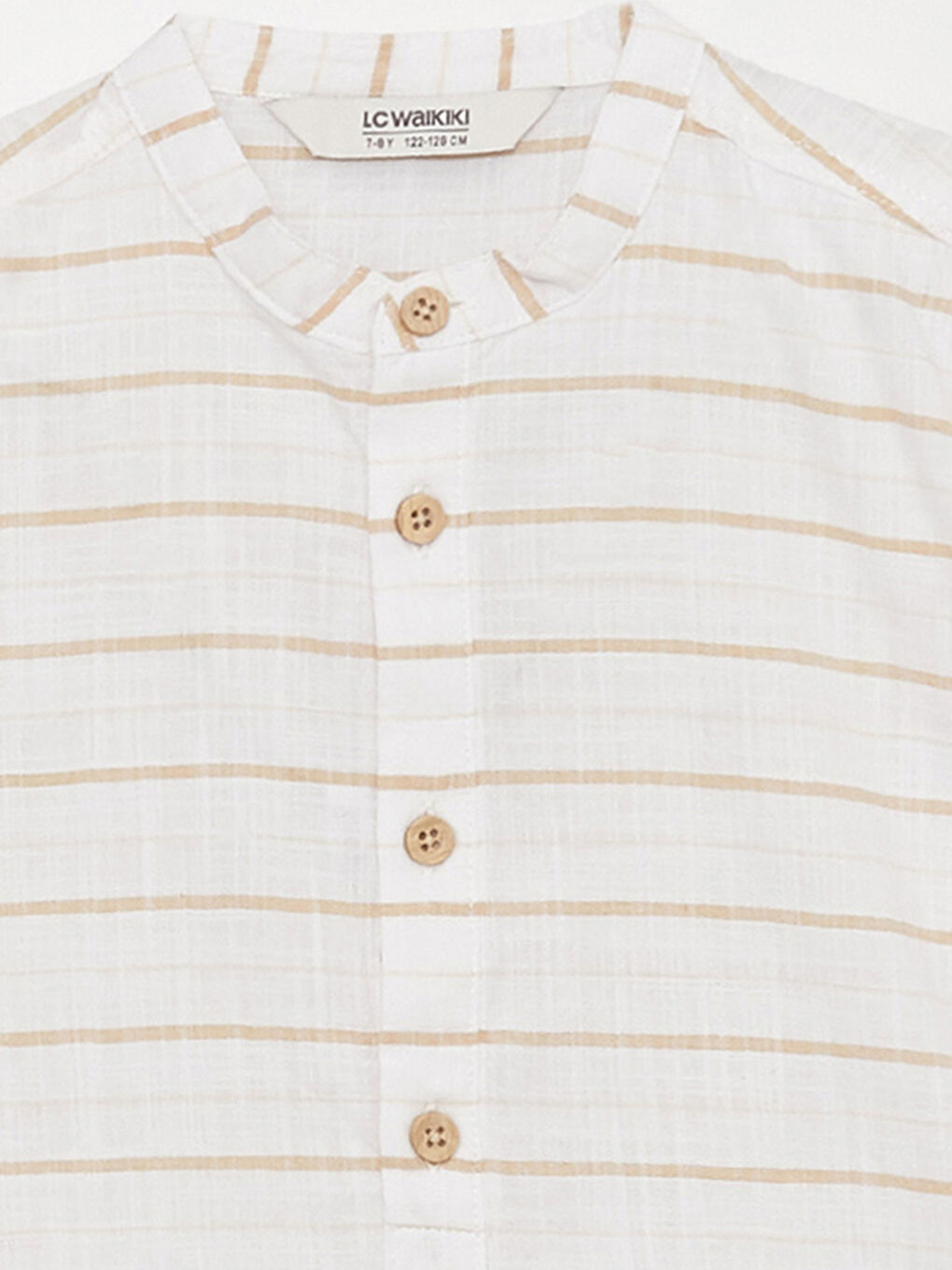 Grandad Collar Striped Short Sleeve Boys' Shirt-2