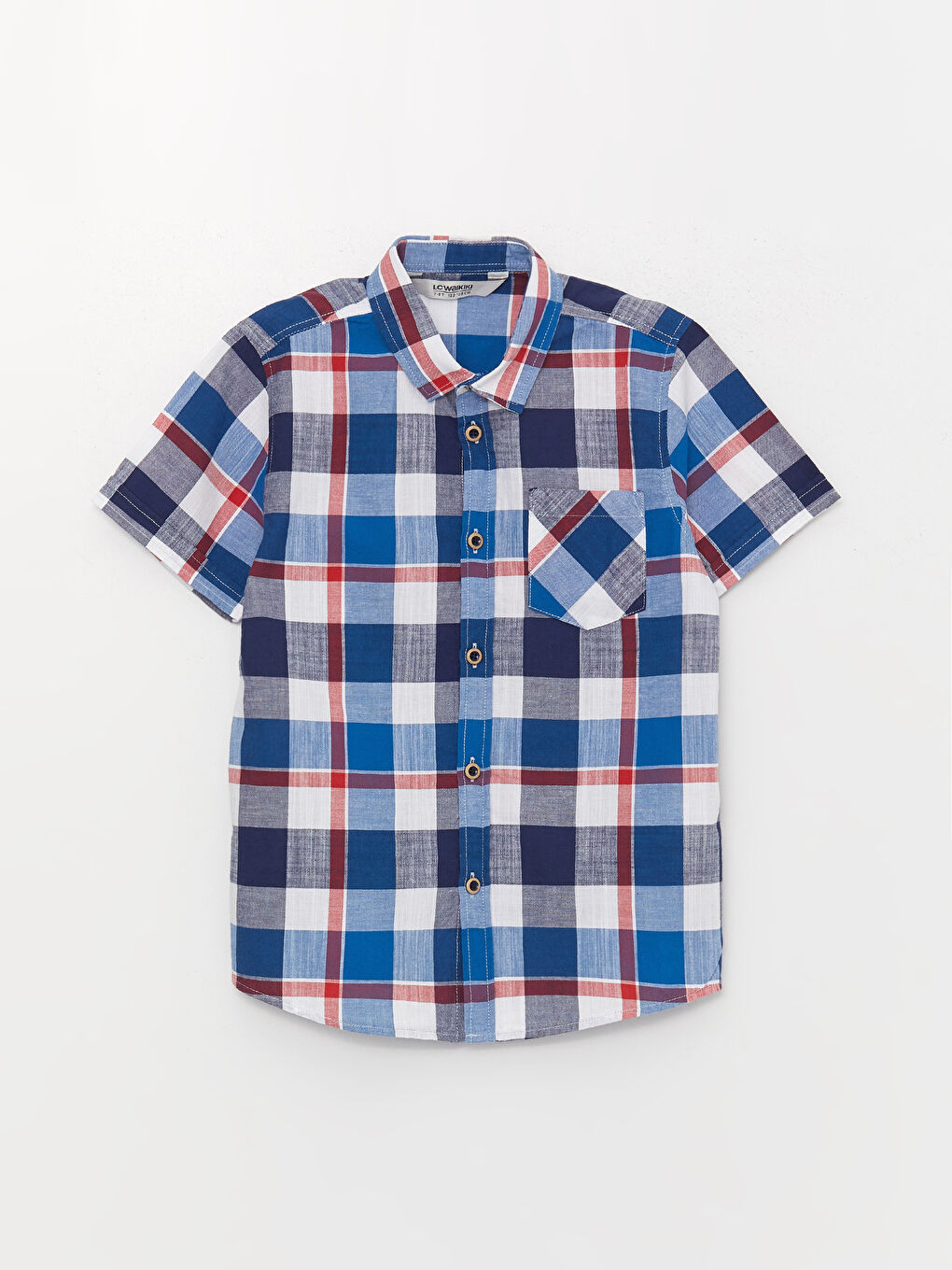 Mavi Ekose Kısa Kollu Erkek Çocuk Gömlek-3