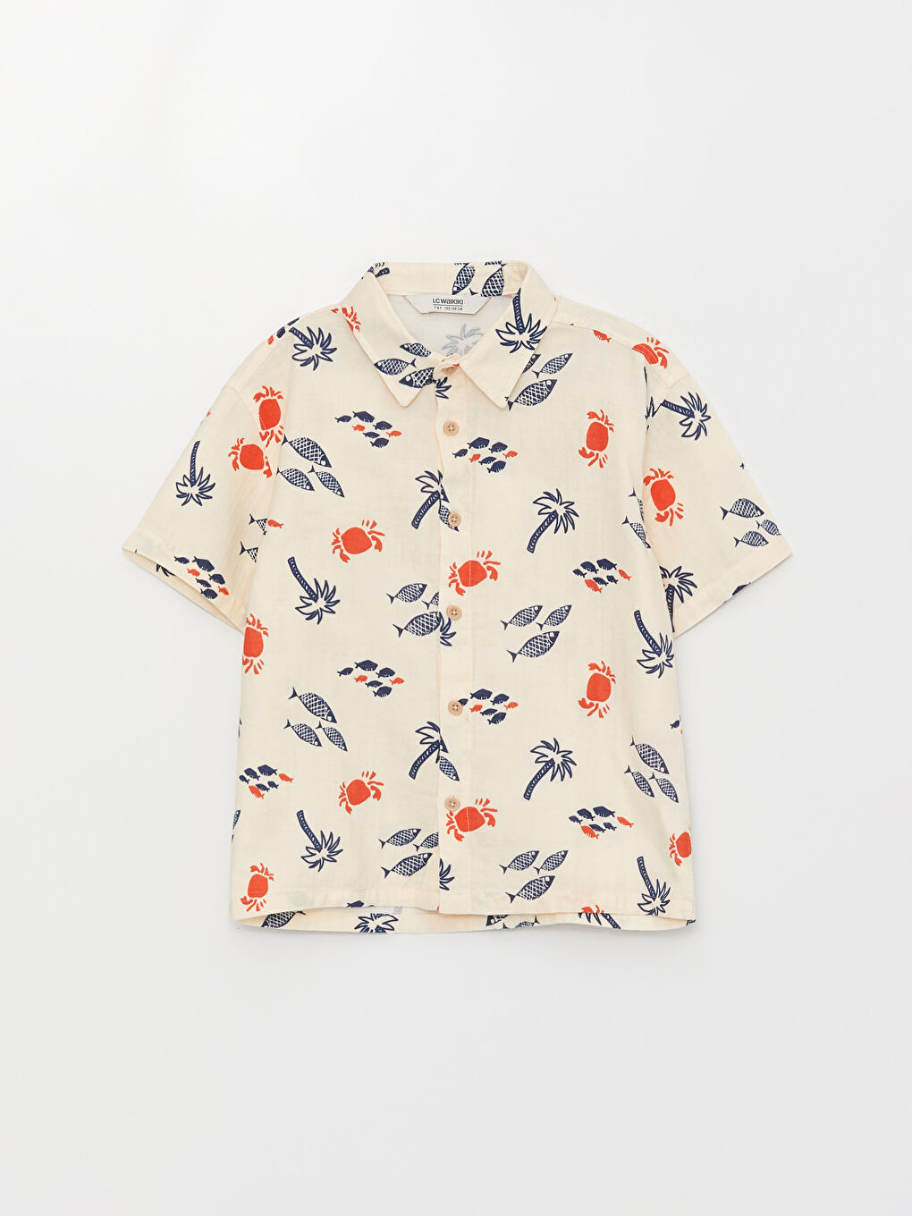 Ekru Rahat Kalıp Müslin Erkek Çocuk Gömlek