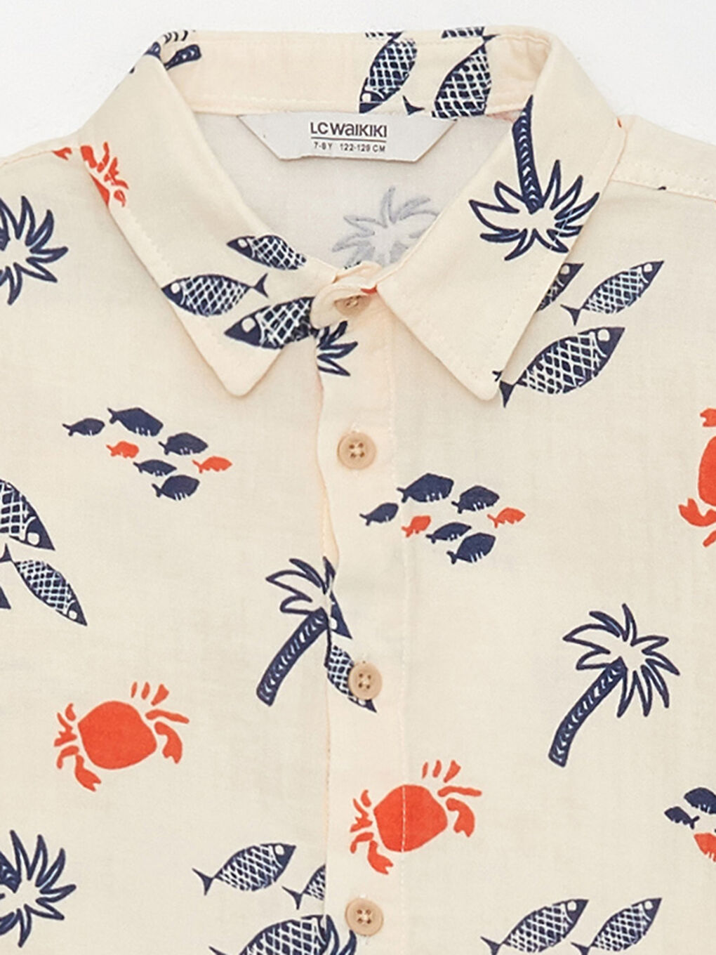 Ekru Rahat Kalıp Müslin Erkek Çocuk Gömlek-2