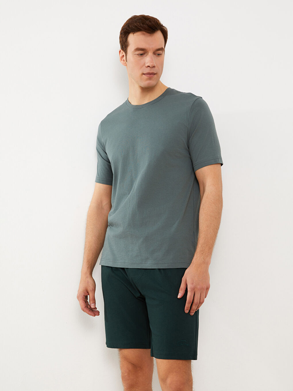 Yeşil Slim Fit Erkek Pijama Alt Şort-1