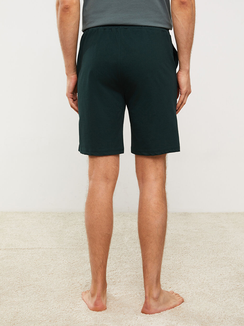 Yeşil Slim Fit Erkek Pijama Alt Şort-4