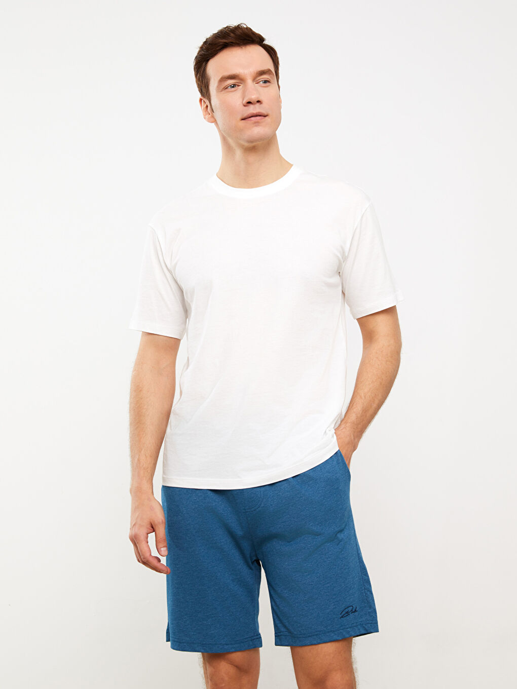 Petrol Slim Fit Erkek Pijama Alt Şort